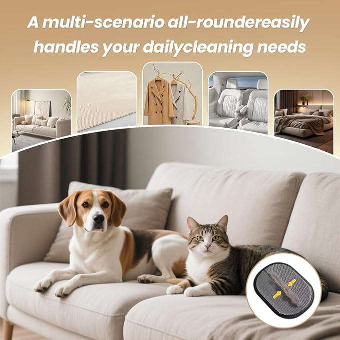 2 Pack Pet Hair Remover Gloves for Dogs & Cats, Reusable Static Fur Remover Mitt, Lint Cleaner for Clothes, Couch, Carpet, Car Seats