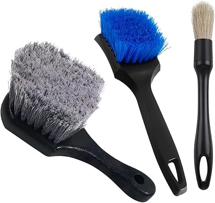 3PCS Car Wheel Tire Brush Kit, Soft and Stiff Bristle Vehicle Wheel Rim Cleaning Brush, Scratch-Free Automotive Tire Rim