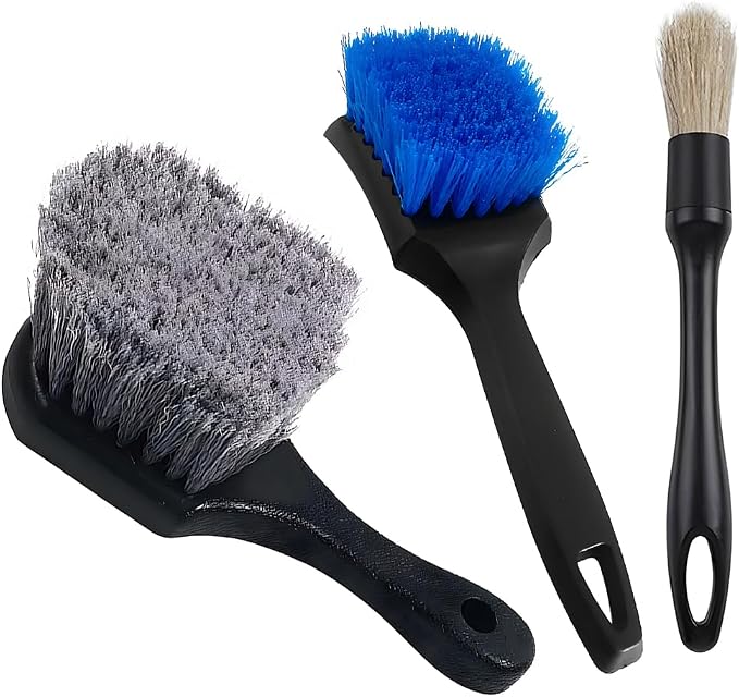 3PCS Car Wheel Tire Brush Kit, Soft and Stiff Bristle Vehicle Wheel Rim Cleaning Brush, Scratch-Free Automotive Tire Rim