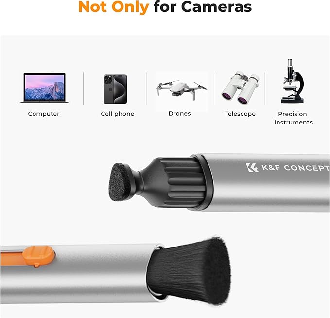 K&F Concept Multifunctional Lens Cleaning Kit, Aluminium Alloy Lens Cleaning Pen*1 + Airpods Cleaning Stripper*3 + Flocking Sponge*3 for Bluetooth Earphones Case, Camera Lens, Optical Lens, Glasses