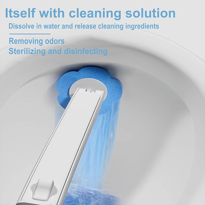 2 Pack Disposable Toilet Brush and Holder Set,Extended Handle with 48 Cleaner Refills Toilet Brush for Toilet Bowl Cleaners,Bathroom Cleaning, Bathtub - Blue (Ocean Fresh Scent)