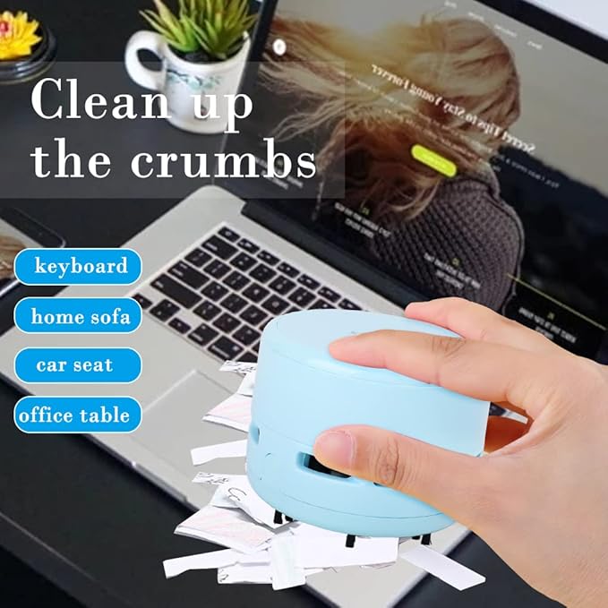 Desktop Vacuum Cleaner,Mini Hand Held Vacuum for Desk,Mini Table dust Sweeper for Keyboard, Car, Home,Office Tech Gadgets Accessories