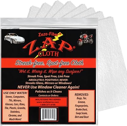 Zezo-Fiber - Streak Free, Spot Free - Polishes as it Cleans- 8 Cloths by Kaywos Cloth