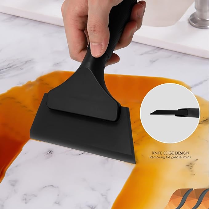 EHDIS Small Squeegee 5 inch Rubber Window Tint Windshield Scraper for Car,Glass, Mirror, Shower, Door,Bathroom Cleaning (Black, 2)
