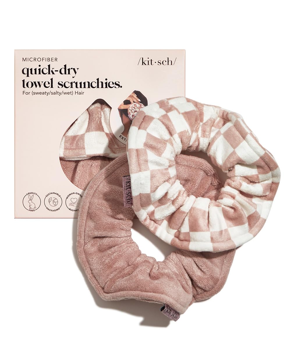Microfiber Quick-Dry Hair Towel Scrunchie - Terracotta, 2 pcs