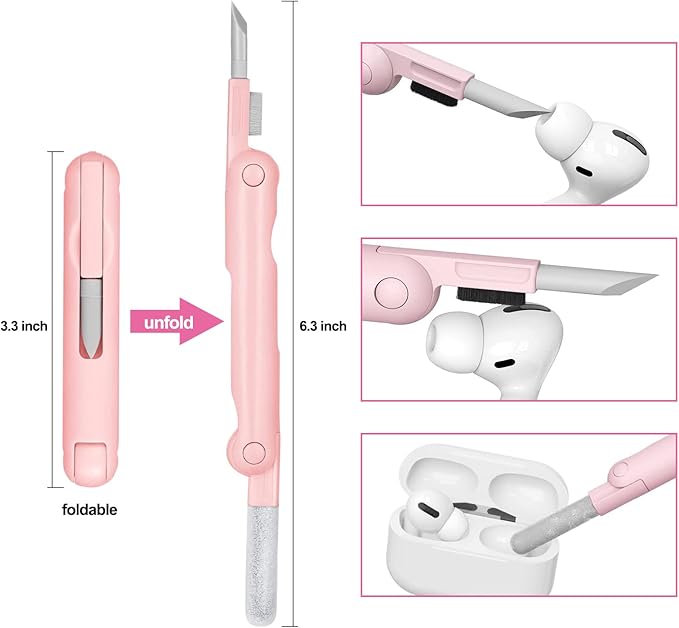 7-in-1 Electronic Cleaner Kit,Keyboard Cleaner,Laptop Cleaner Kit for Monitor, Cell Phone, Headset, Lego, Laptop Camera Lens (Pink)