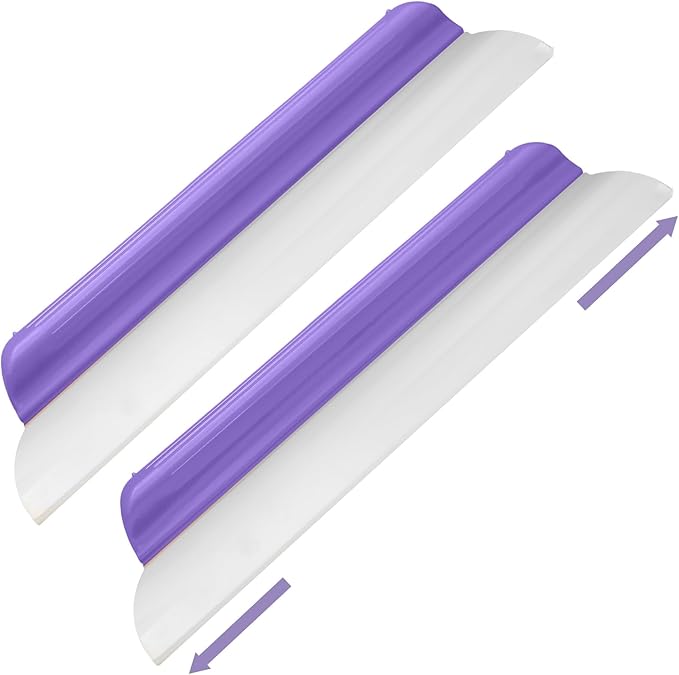 2 Pack 14 Inch Car Drying Squeegee Purple Longer Silicone Water Squeegee Window Shower Blade Automotive Squeegees Flexible Auto T-bar Rubber Squeegees for Car Windshield Glass Bathroom Wash Tool