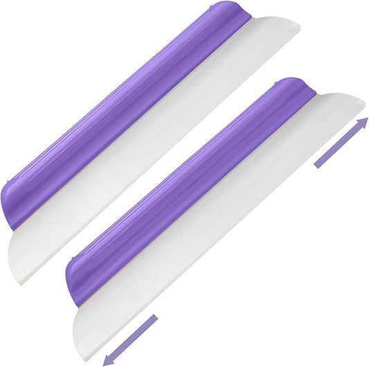 2 Pack 14 Inch Car Drying Squeegee Purple Longer Silicone Water Squeegee Window Shower Blade Automotive Squeegees Flexible Auto T-bar Rubber Squeegees for Car Windshield Glass Bathroom Wash Tool