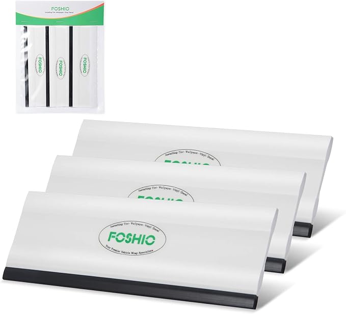 FOSHIO 6 Inch Rubber Squeegee for Kitchens, Glass, Shower and Car Windows, Pack of 3 (White)