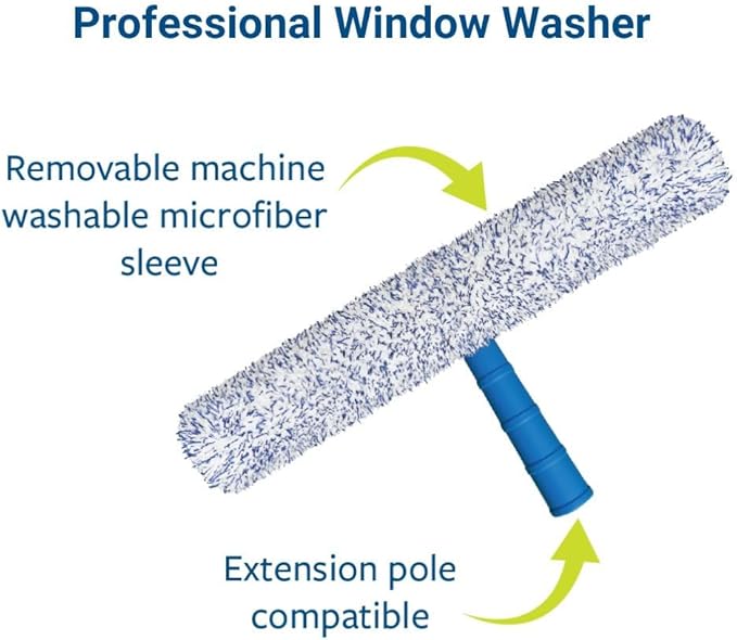 Squeegee & Window Washer Combo - Professional Grade Cleaning Tool for Sparkling Windows, Glass, and Surfaces - Ergonomic Design for Effortless Cleaning