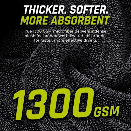 Car Drying Towel,1300GSM Twisted Loop,24"x36"+16"x16",2-Pack,Microfiber
