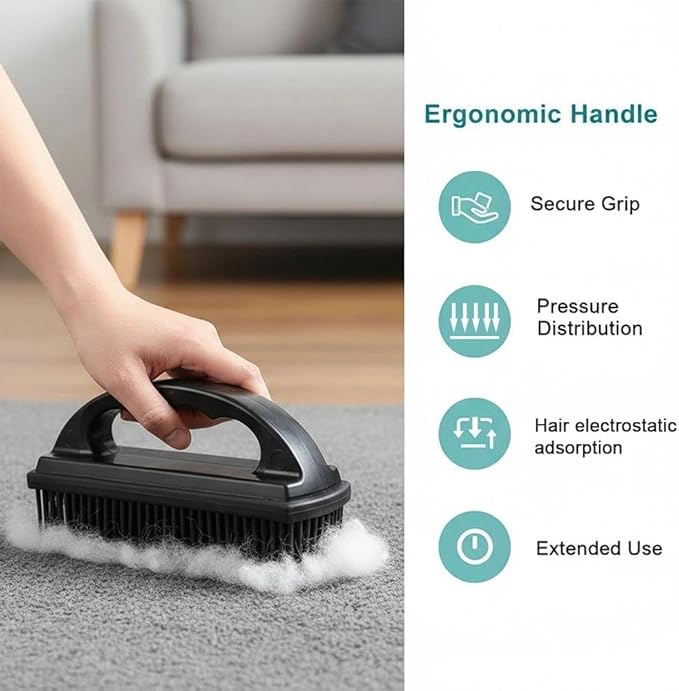 Rubber Pet Hair Removal Brush Lint & Cat Dog Hair Remover Brush Pet Silicone Lint and Debris Remover for Cleaning, Grooming, Home,Black