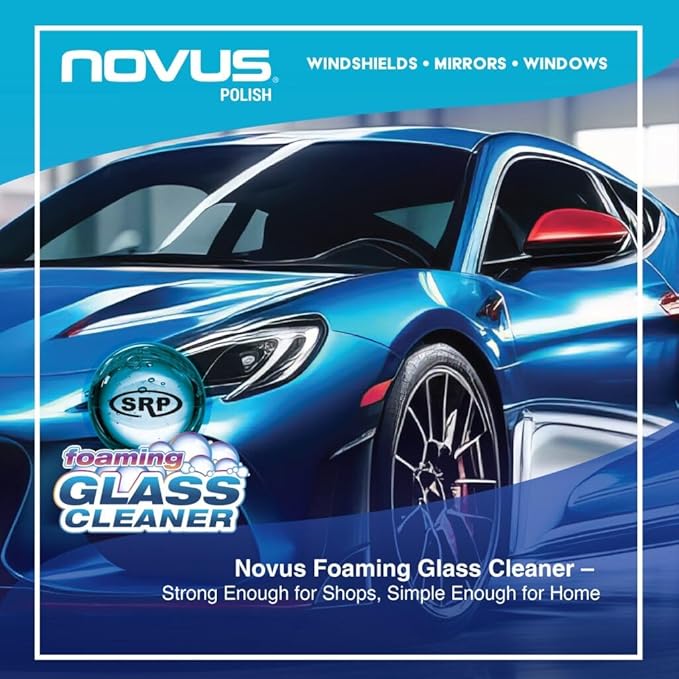 NOVUS 1802 | Glass Cleaner Spray | Powerful Foaming Glass Cleaner, Streak-Free Shine for Home and Auto | Safe for All Glass Surfaces - 19 Ounces (1 Pack)