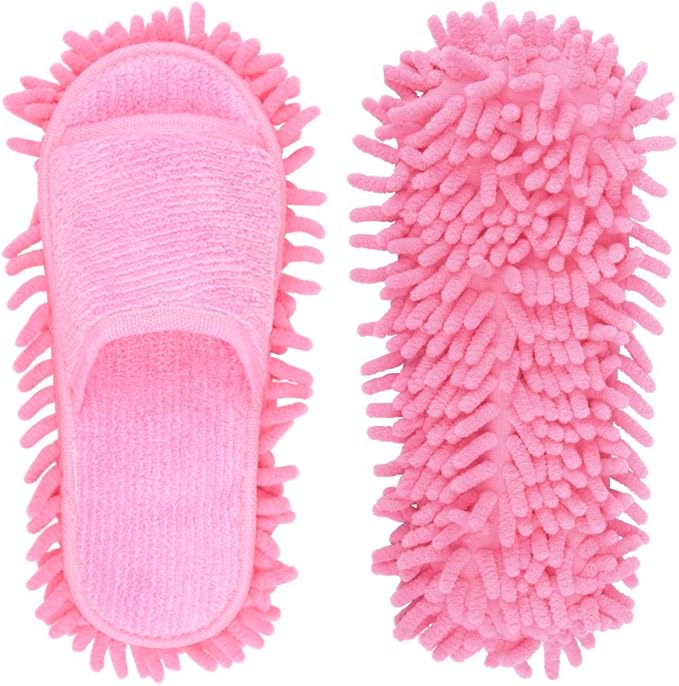 Microfiber Slippers Floor Cleaning Mop Men and Women House Dusting Slippers Floor Cleaning Tool (pink)