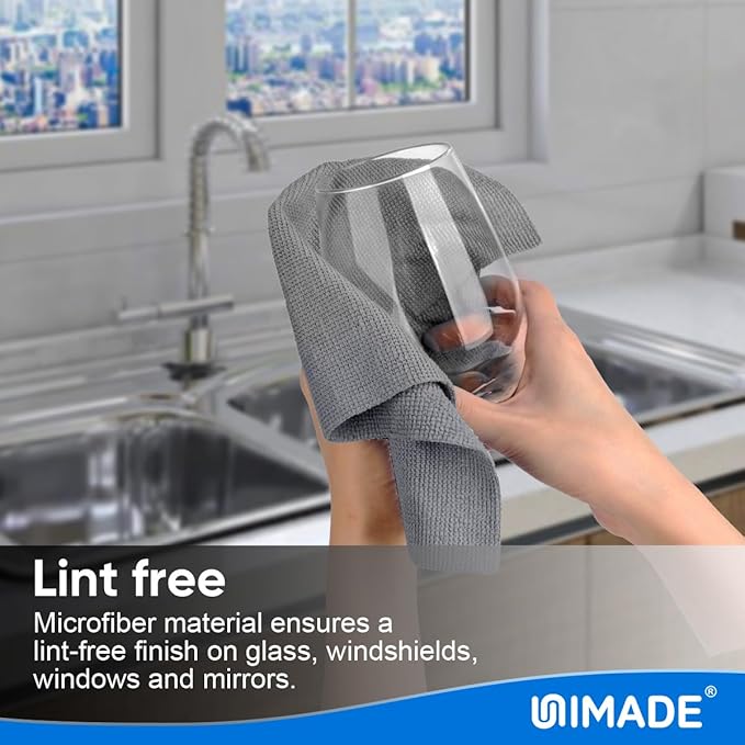 UNIMADE Microfiber Cleaning Cloth, 50 Pack Microfiber Towels for Cars Reusable Shop Rags Bulk Lint Free Cleaning Towels for Car Kitchen Automotive Bar Mechanic Restaurant Garage, 11.5"x 11.5", Grey