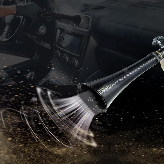 Air Blow Gun with Brass Adjustable Air Flow Nozzle,Cleaning Gun Quickly Blasts Dirt and Dust from Surface Works with Air Compressor(Upgrade Aluminium Rotate Tube) (Detail Blowing Gun), Black