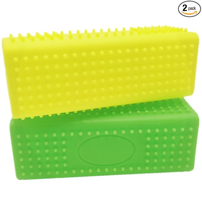 2 Pieces Pet Dog Cat Hair Remover, Block Roller Cleaner, Hollow Silicone Cleaner Brush for Sofa, Car Interiors, Furnishings, Carpets, Bedding or Any Fabric (Yellow, Green)