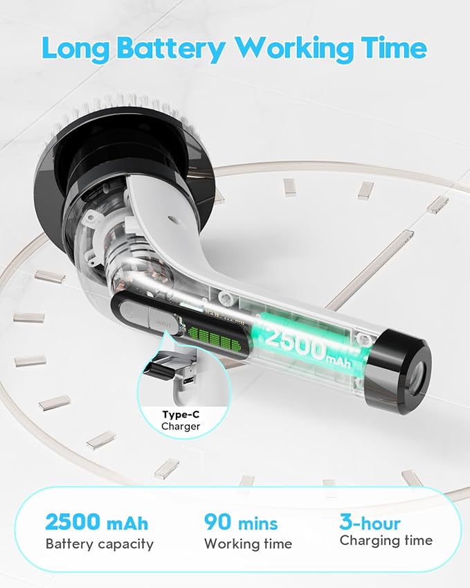 Highyes Electric Spin Scrubber for Cleaning Bathroom: Cordless Power Shower Scrubber - Electric Cleaning Brush for Tile Tub