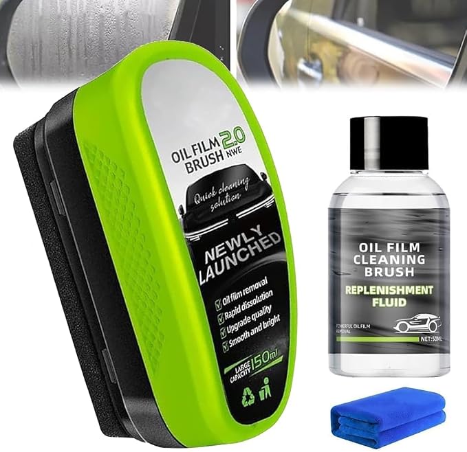 1-Pack Oil Film Remover Brush – Rainproof & Anti-Fog Windshield Cleaner Tool for Car Glass | Streak-Free Visibility, Eas