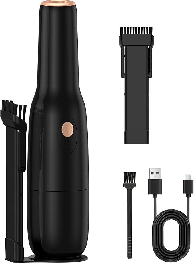Handheld Vacuum Cordless -Car Vacuum Portable Rechargeble -Hand Held Small Vacuum Cleaner Car Seats, Home, Quick Clean up, Strong Suction, Lightweight, Includes Crevice Nozzle & Brush-H3