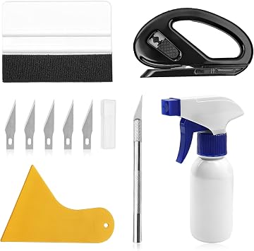 5PCS Car Window Tint Application Tools Kit, Automotive Glass Tinting Install Tool Set with Vinyl Squeegee, Felt Cloth Sq
