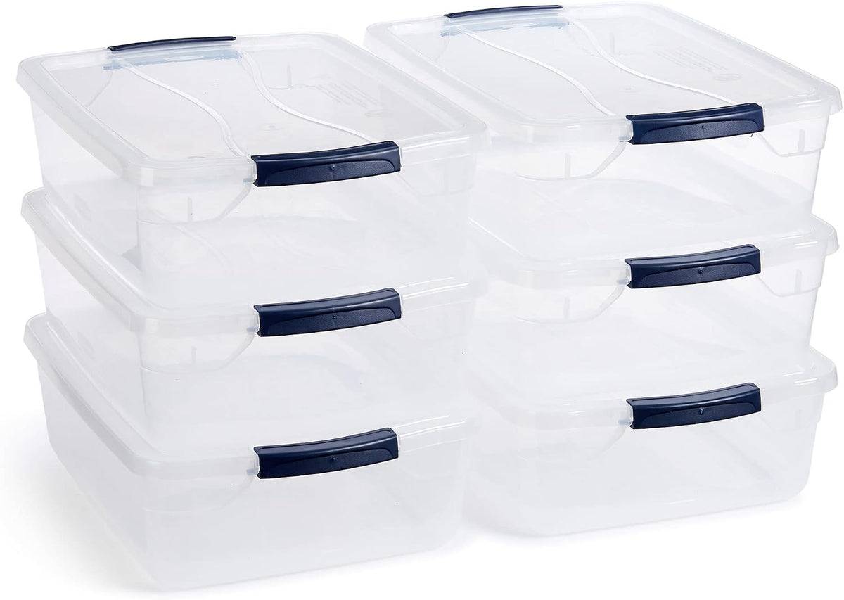 Cleverstore 17 Qt Clear Storage Bins with Lids, 6 Pack