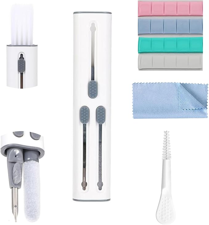 Airpod Cleaner Kit 4-in-1 Cleaning Pen for AirPods Pro 1 2 3 4 - Soft Brush, Flocking Sponge, Metal Tip for Earbuds, iPhone, Keyboard, Bluetooth Headphones