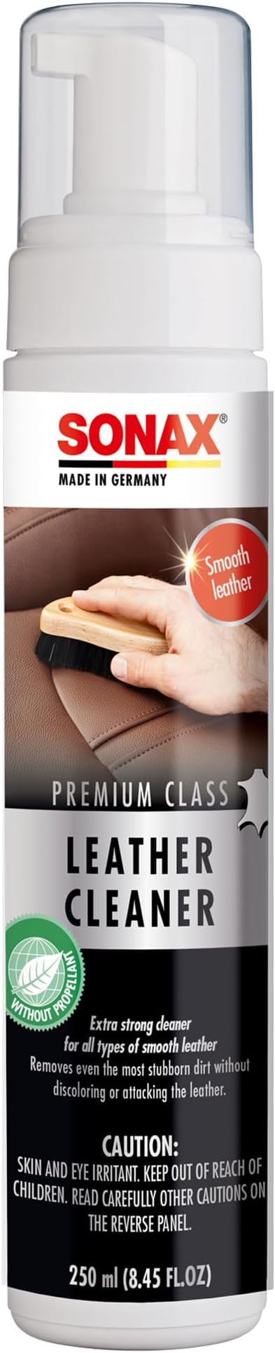 SONAX Premium Class Leather Cleaner | Powerful Foaming Formula for Deep Cleaning Smooth & Perforated Leather | Removes S