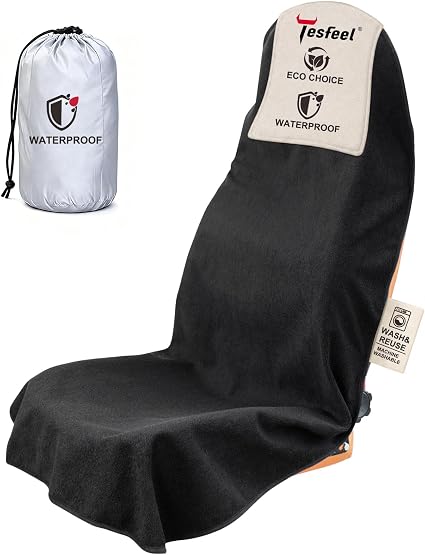 550g Heavy Duty Towel Car Seat Cover, Waterproof Sweat Protector for Post-Gym & Beach, Non-Slip Microfiber Bucket Seat M