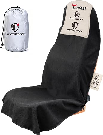 550g Heavy Duty Towel Car Seat Cover, Waterproof Sweat Protector for Post-Gym & Beach, Non-Slip Microfiber Bucket Seat M