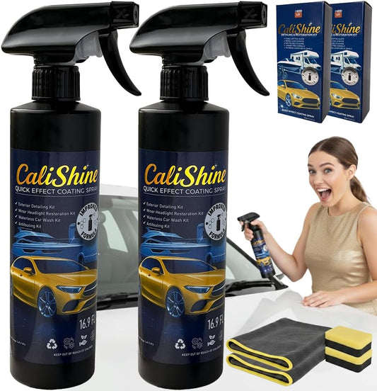 CaliShine Quick Effect Coating Spray - 16.9 fl oz Waterless Ceramic Car Wax Coat - Detail Polish & Cleaner for Cars Boat Body & Glasses