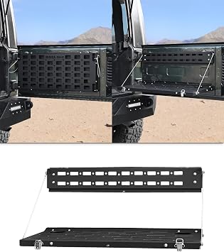 ROADER JK Tailgate Table Fit for Jeep Wrangler JK 2007-2018 2/4 Door, Rear Door Foldable Table Cargo Shelf Storage Rack 