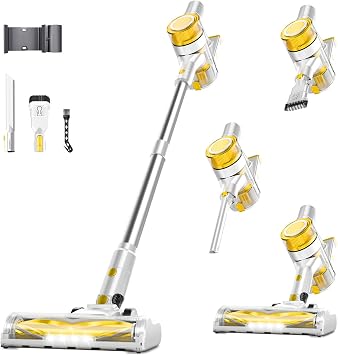 Cordless Vacuum for Home, Powerful Stick Vacuum Cleaner with Rechargeable Battery, 6-in-1 Lightweight Handheld Vacuum, 45 Mins Runtime for Hardfloor & Carpets Pet Hair - Cleanova