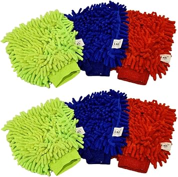 Microfiber House Cleaning and Car Wash Mitts- Double Sided Chenille Microfiber Glove - Dynamic Microfiber Cleaning Cloth