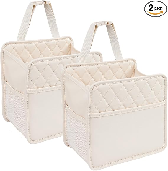 LXUNYI Car Seat Organizer,2 Pack Waterproof Pu Leather Backseat Car Organizer and Storage Bag Foldable Universal Hanging