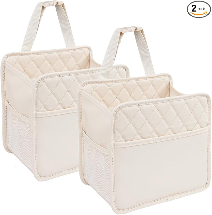 LXUNYI Car Seat Organizer,2 Pack Waterproof Pu Leather Backseat Car Organizer and Storage Bag Foldable Universal Hanging