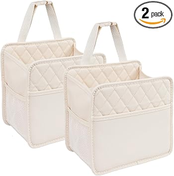 LXUNYI Car Seat Organizer,2 Pack Waterproof Pu Leather Backseat Car Organizer and Storage Bag Foldable Universal Hanging