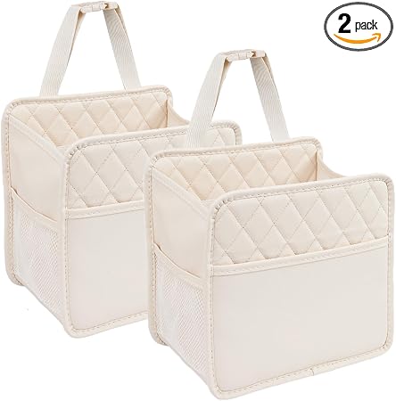 LXUNYI Car Seat Organizer,2 Pack Waterproof Pu Leather Backseat Car Organizer and Storage Bag Foldable Universal Hanging