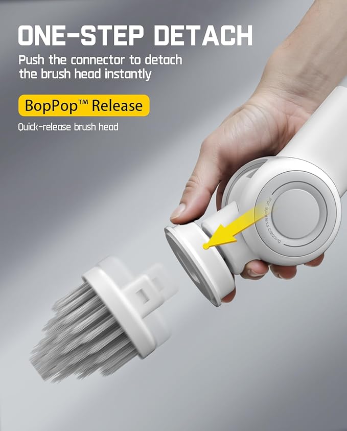 Fanttik Flip G9 Pro Electric Scrubber, VoltiPulse Motor, Dual-Speed Cleaner with 6 Brush Heads, Adjustable Angle & Extendable Handle, IPX7 Waterproof, Type-C Charge for Bathroom, Tile, Grout - White