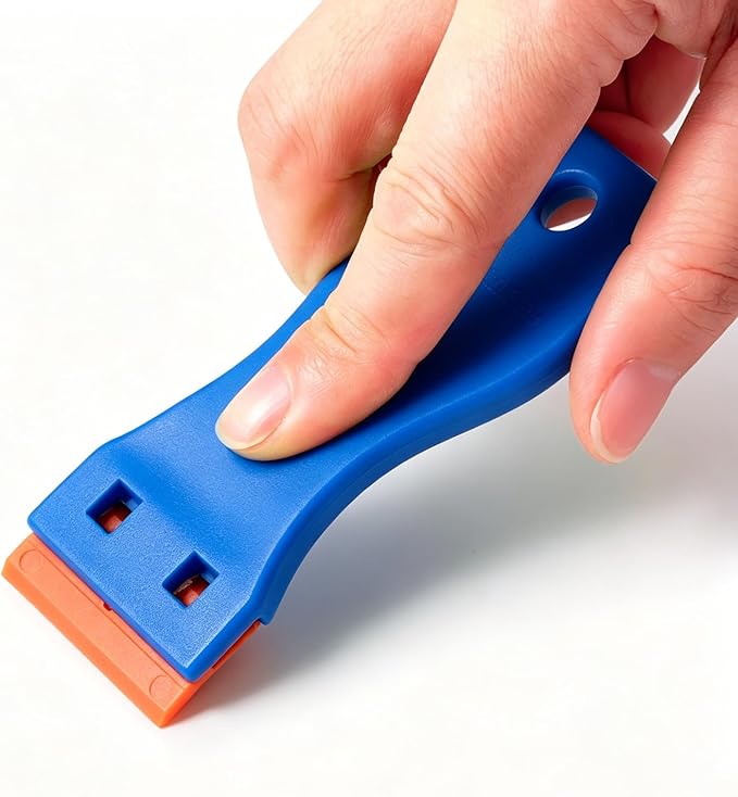 FOSHIO Plastic Razor Blade Scraper Include 2PCS Scraper Tool and 100PCS Blades for Gasket Remover, Labels Decal and Adhesive Remover for Windows and Glass