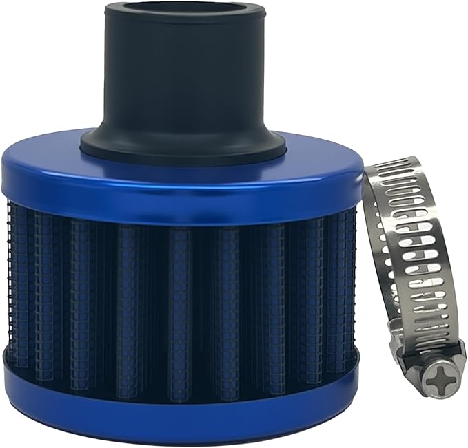 18mm Cold Air Intake Filter, Automotive Cold Air Breather Filter with Adjustable Clamp, Car Valve CoverTurbo Vent Cleaner Accessory, Fits for Car Motorcycle (Blue)
