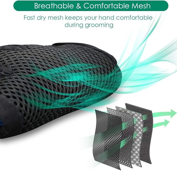 Pet Hair Remover Glove - Gentle Pet Grooming Glove Brush - Deshedding Glove - Massage Mitt with Enhanced Five Finger Design - Perfect for Dogs & Cats with Long & Short Fur - 1 Pack (Right-hand), Green