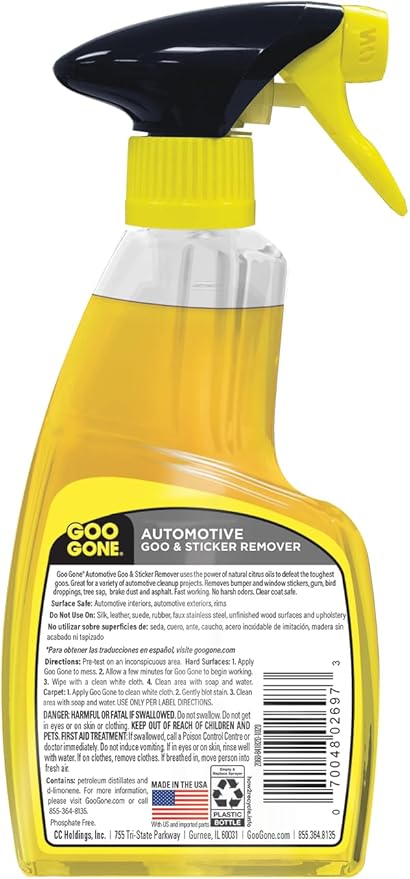 Goo Gone Automotive - Cleans Auto Interiors/ Bodies and Rims, Removes Bugs & Stickers - 12 Fl. Oz.