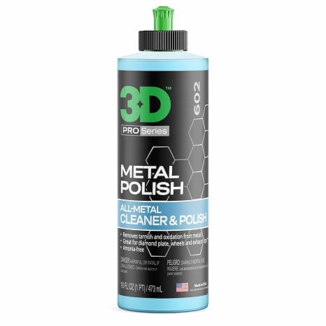 3D Metal Polish – Heavy Duty Car Metal Polish for Aluminum, Chrome, Brass, Copper, Silver – Removes Oxidation, Tarnish &