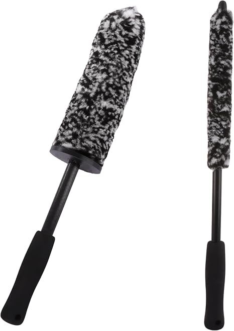 ASelected 2 Pcs Car Wheel Brushes,Soft Alloy Wheel Brush Microfibre,Rim Cleaning Brush Long Handle Vehicle Wheel Brushes