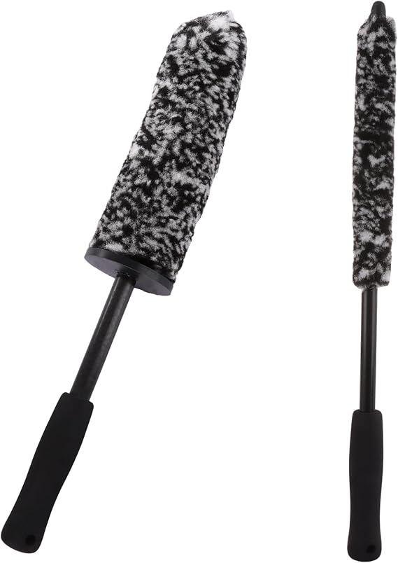ASelected 2 Pcs Car Wheel Brushes,Soft Alloy Wheel Brush Microfibre,Rim Cleaning Brush Long Handle Vehicle Wheel Brushes
