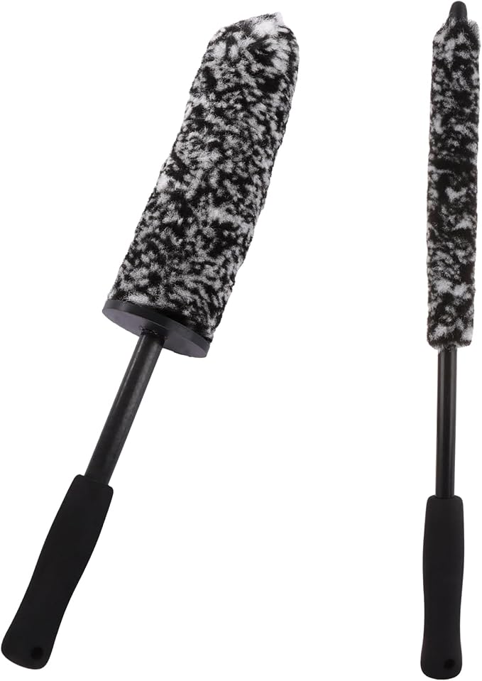 ASelected 2 Pcs Car Wheel Brushes,Soft Alloy Wheel Brush Microfibre,Rim Cleaning Brush Long Handle Vehicle Wheel Brushes