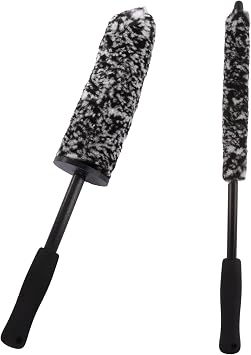 ASelected 2 Pcs Car Wheel Brushes,Soft Alloy Wheel Brush Microfibre,Rim Cleaning Brush Long Handle Vehicle Wheel Brushes