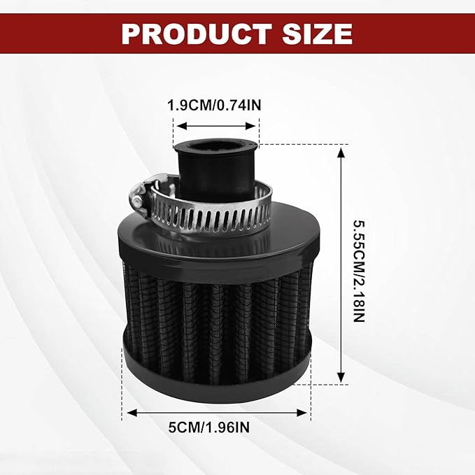 2 Pieces 12mm Universal Air Filter and Crankcase Breather Kit High Flow Cold Air Intake Filter, Turbo Vent Valve Cover Breather for Car Motorcycle Black