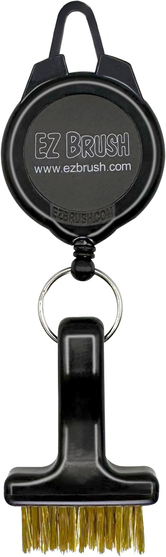 Mini Retractable Golf Club Brush Cleaning Tool with Clip and Brass Bristles